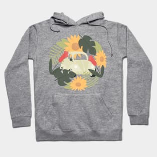 circle flowers and classic car Hoodie